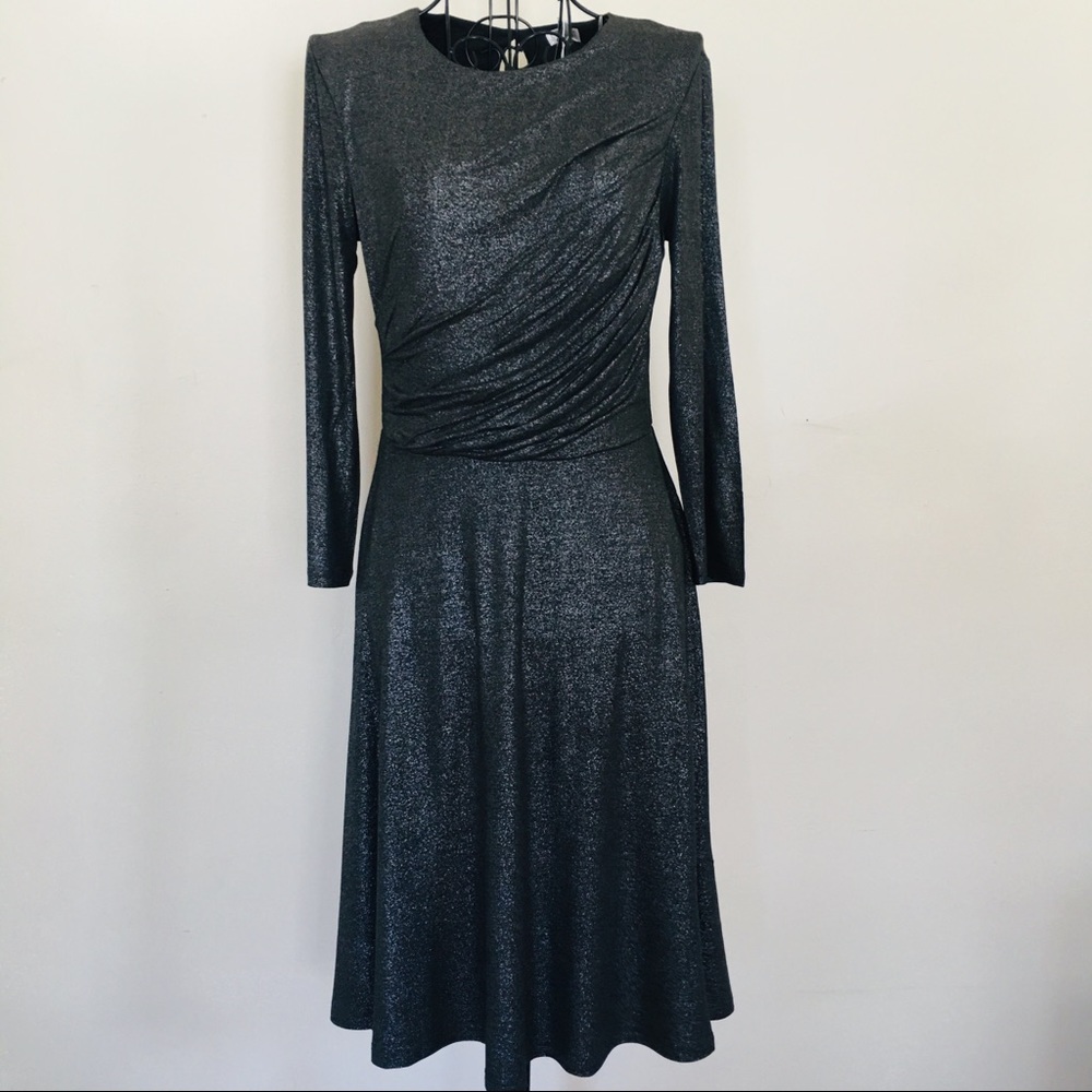 Spense NWT Long Sleeve Foil Draped Dress Womens XS